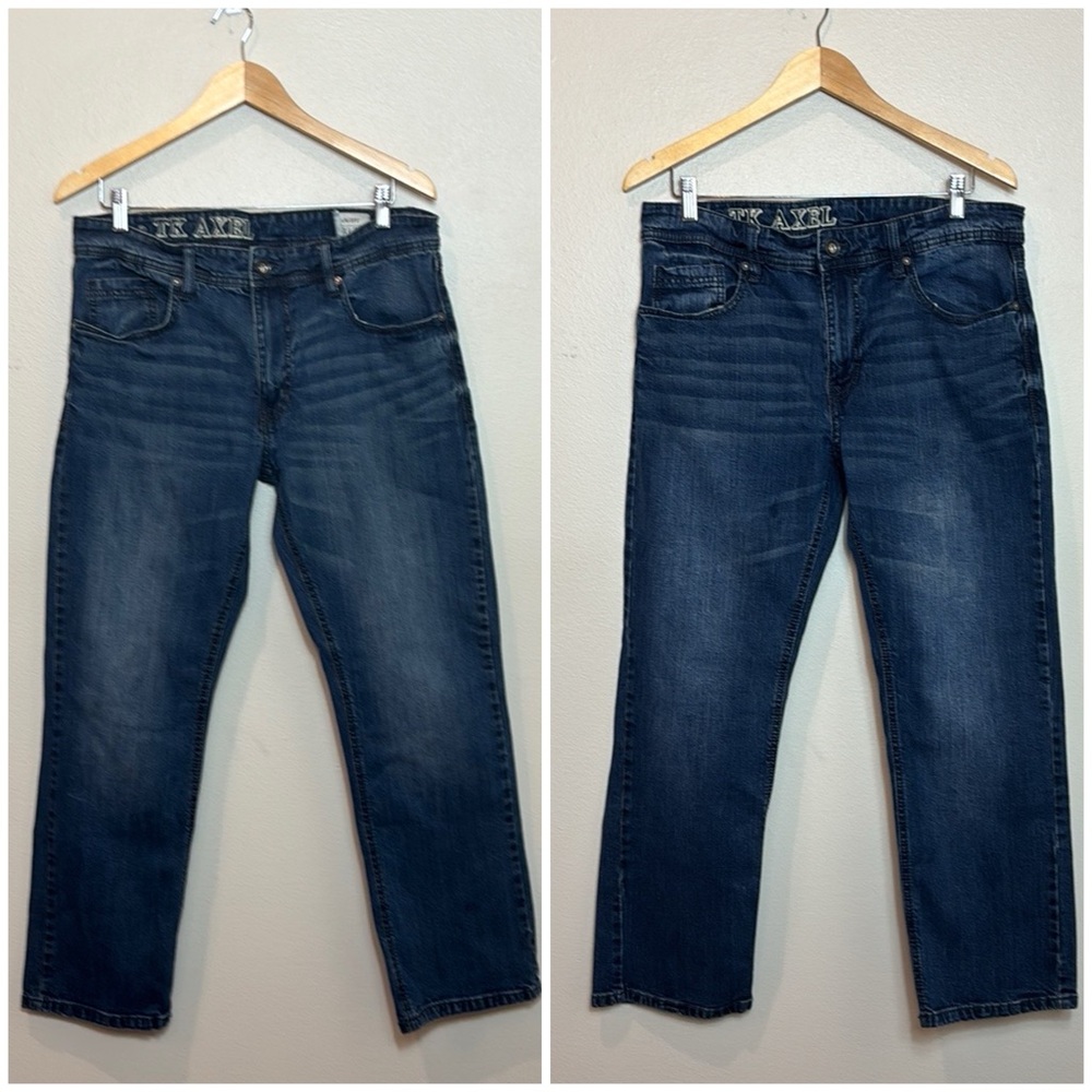 Two TK Axel Straight Leg Denim Jeans Both 34 x 30
